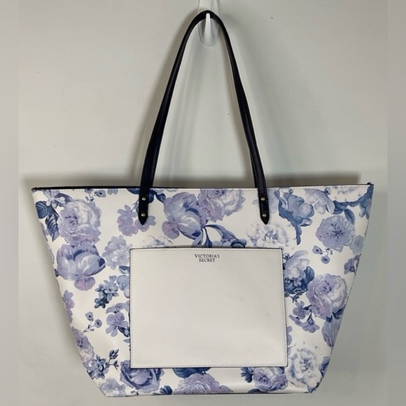 VICTORIA's SECRET BLUE/PURPLE FLORAL TOTE - Picture 1 of 9